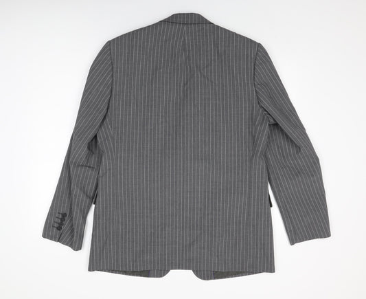 Taylor & Wright Mens Grey Striped Wool Jacket Suit Jacket Size 40 Regular