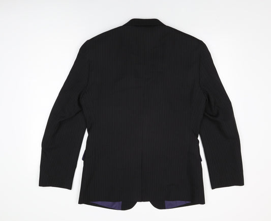 Taylor & Wright Mens Black Striped Polyester Jacket Suit Jacket Size 38 Regular