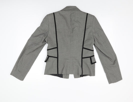 Marks and Spencer Womens Grey Geometric Jacket Blazer Size 12 Button