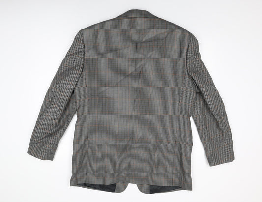 Brook Taverner Mens Grey Geometric Polyester Jacket Suit Jacket Size 42 Regular