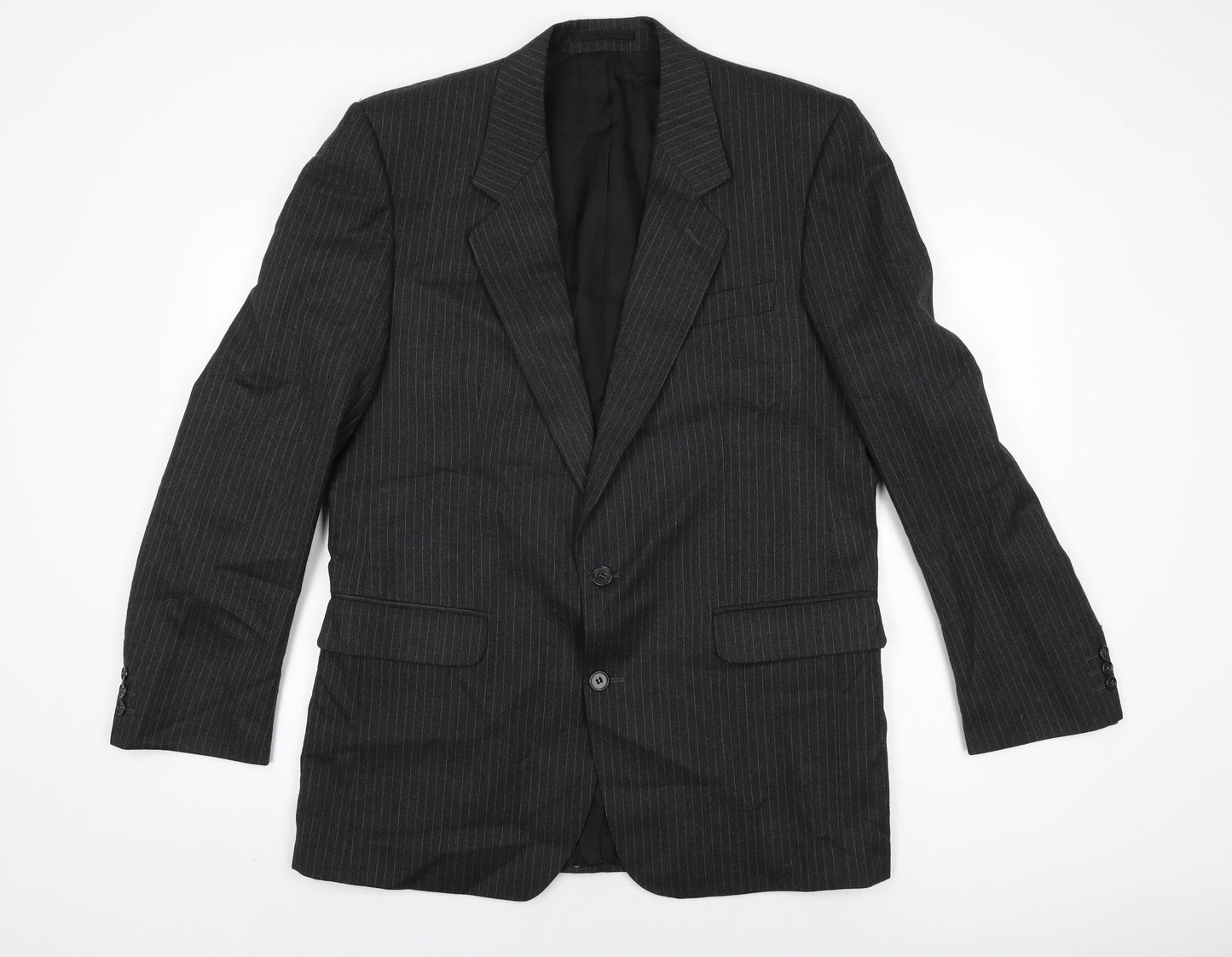 Debenhams Mens Black Striped Wool Jacket Suit Jacket Size 42 Regular