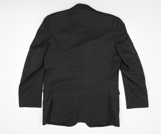 Debenhams Mens Black Striped Wool Jacket Suit Jacket Size 42 Regular