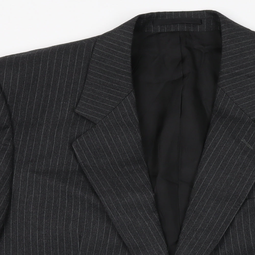 Debenhams Mens Black Striped Wool Jacket Suit Jacket Size 42 Regular