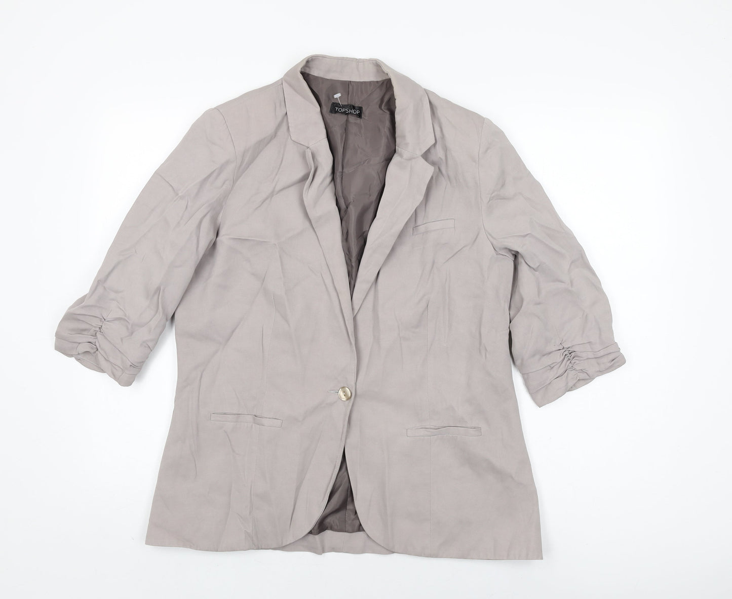 Topshop Womens Grey Jacket Blazer Size 16 Button