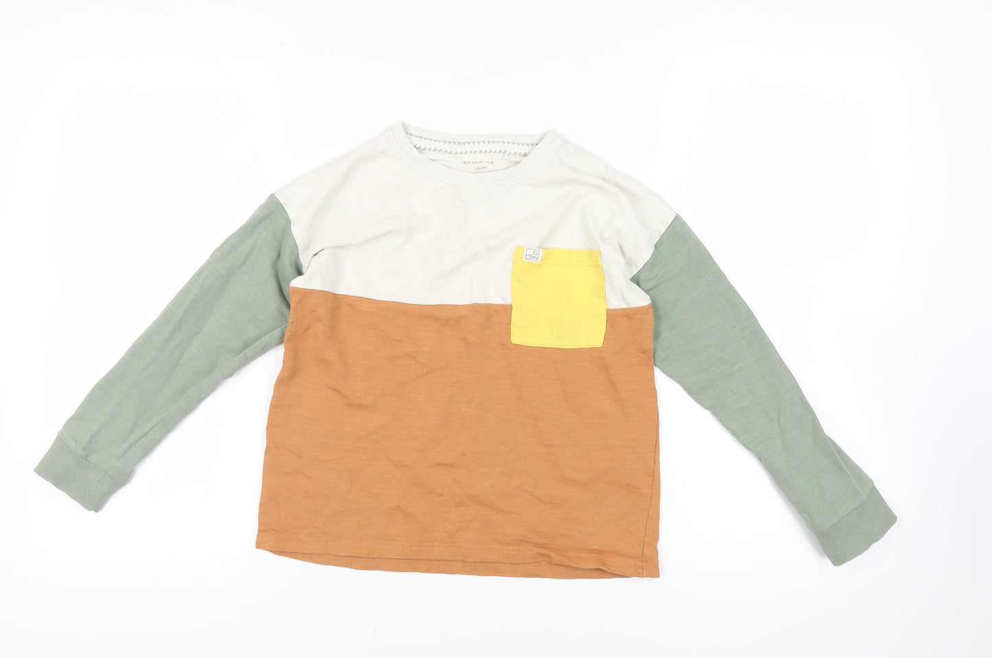 RESERVED Boys Multicoloured Colourblock Cotton Pullover T-Shirt Size 9 Years Crew Neck Pullover
