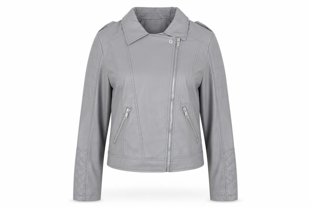 Select Womens Grey Biker Jacket Size 8 Zip