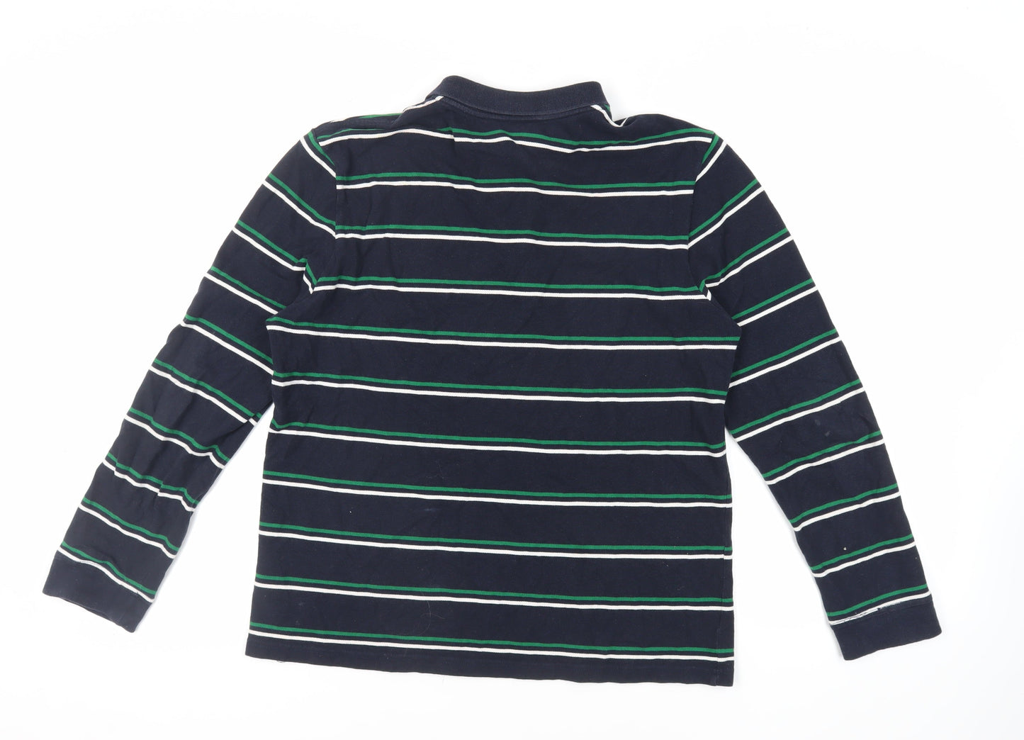 US Polo Assn. Womens Blue Striped Cotton Basic Polo Size L Collared - Logo
