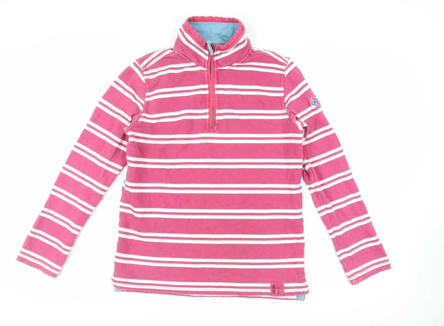 Seasalt Cornwall Womens Pink Striped Cotton Pullover Sweatshirt Size 8 Zip