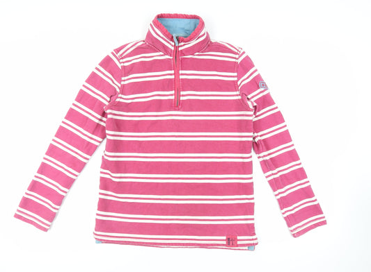 Seasalt Cornwall Womens Pink Striped Cotton Pullover Sweatshirt Size 8 Zip