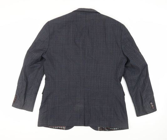 NEXT Mens Blue Plaid Wool Jacket Suit Jacket Size 42 Regular
