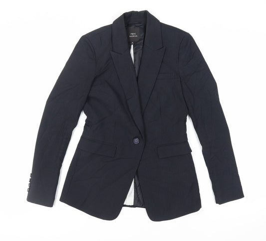 NEXT Womens Black Striped Jacket Blazer Size 8 Button