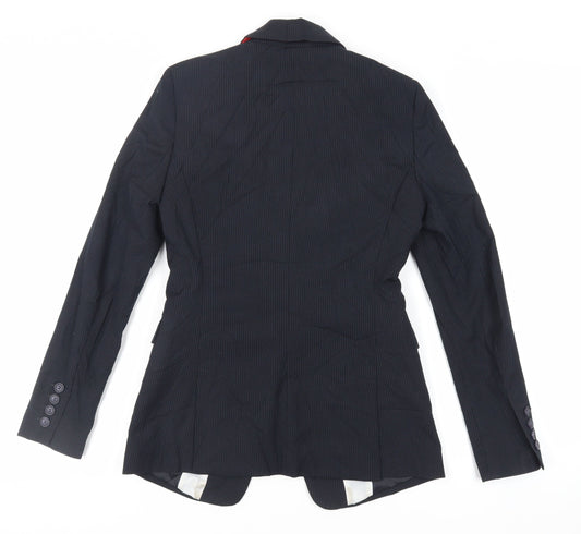 NEXT Womens Black Striped Jacket Blazer Size 8 Button