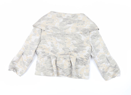 Ispirato Womens Grey Floral Jacket Size 14 Button
