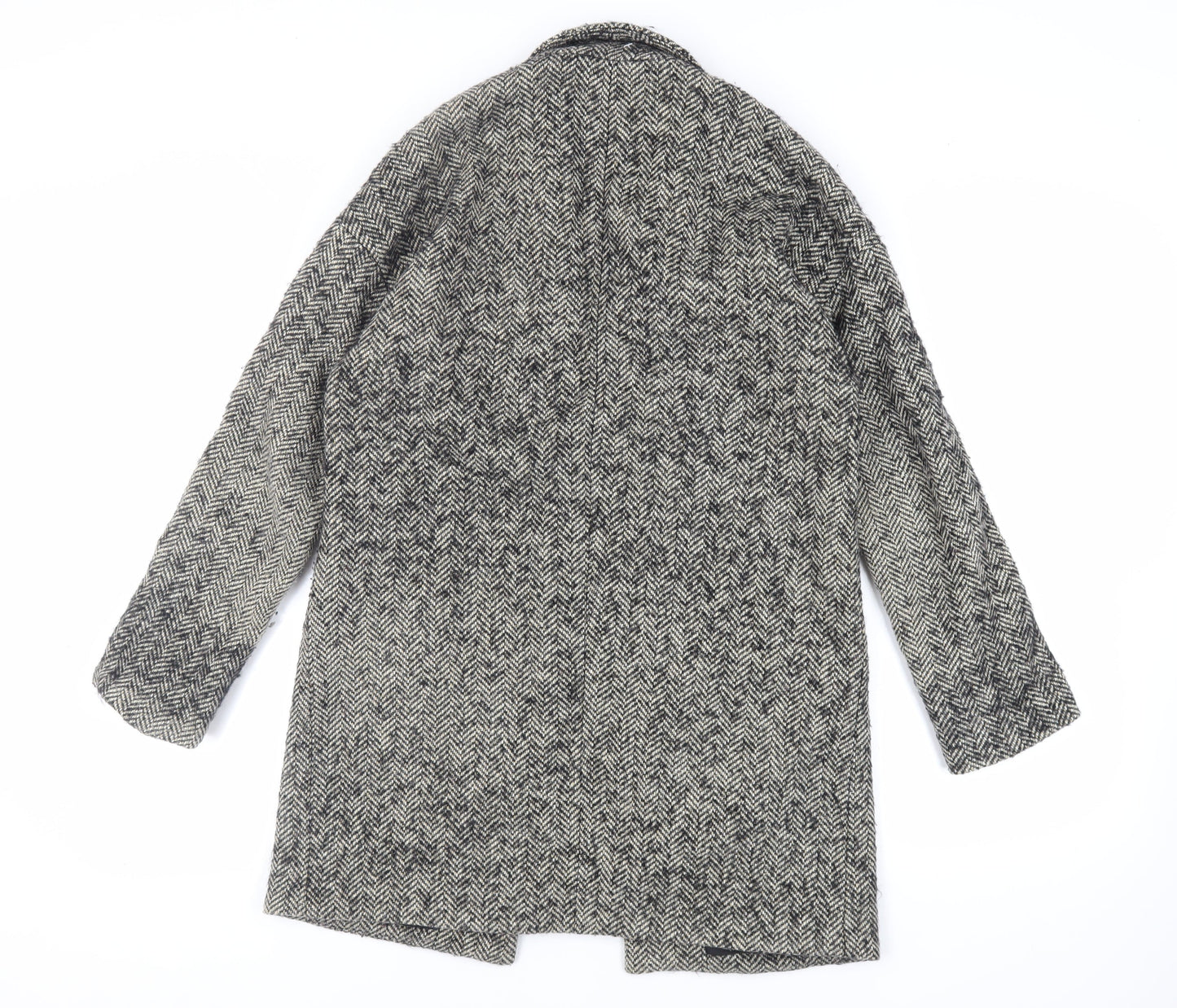 River Island Womens Grey Herringbone Overcoat Coat Size 8 - Open