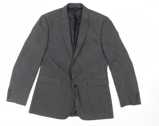 Burton Mens Grey Polyester Jacket Suit Jacket Size 40 Regular