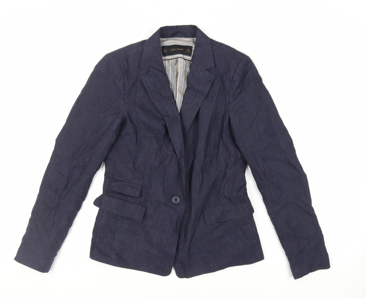 Zara Womens Blue Jacket Blazer Size S Button
