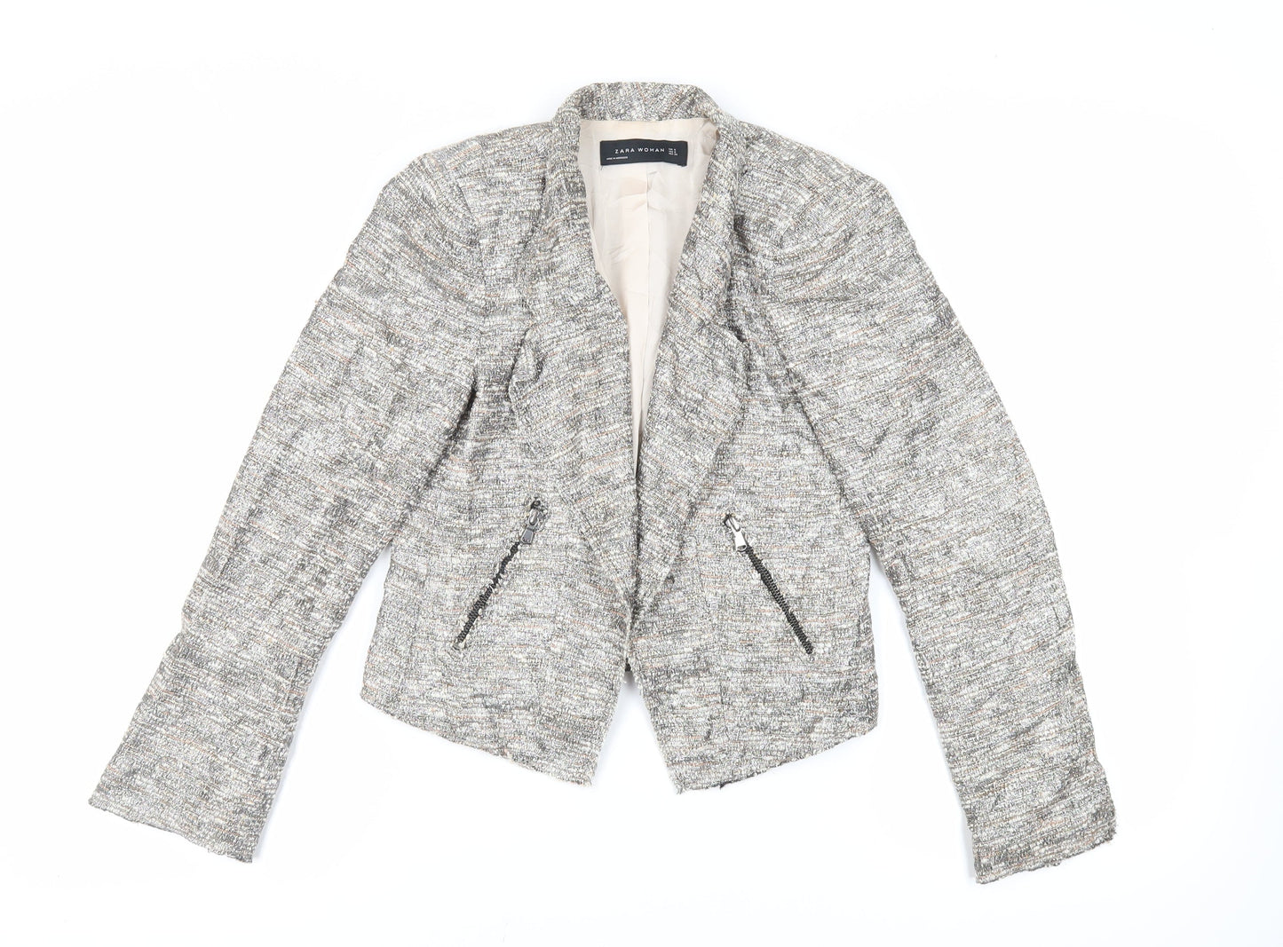 Zara Womens Grey Jacket Blazer Size S - Open