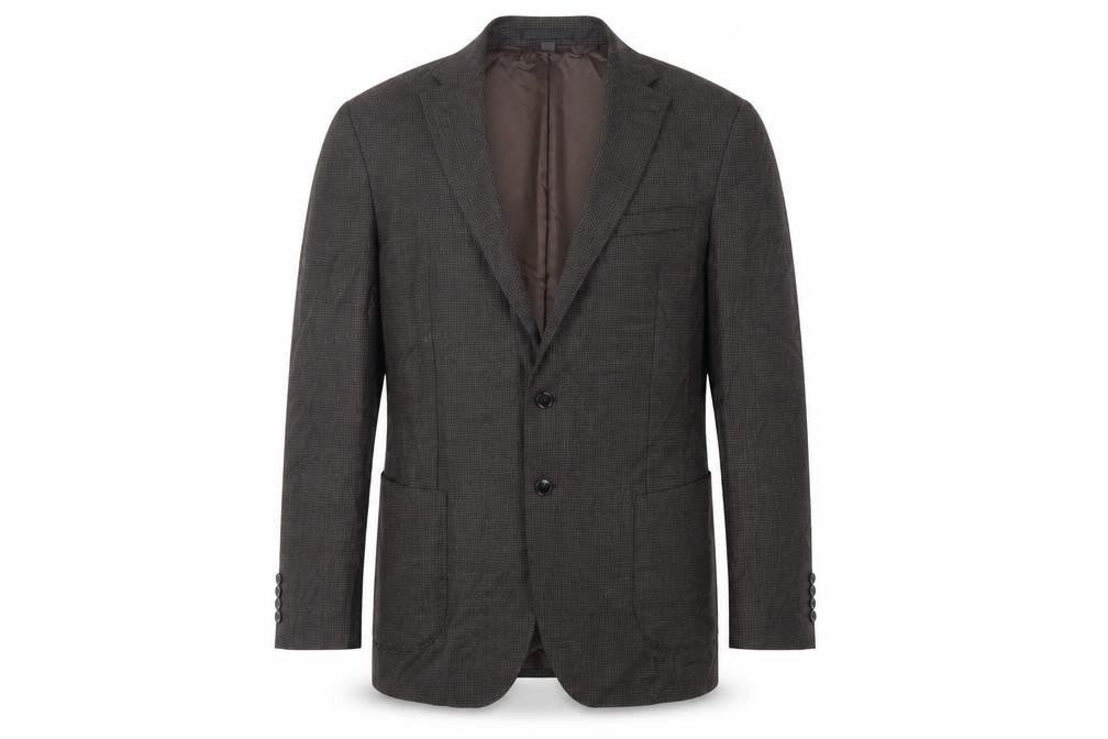 Marks and Spencer Mens Brown Geometric Wool Jacket Suit Jacket Size 44 Regular