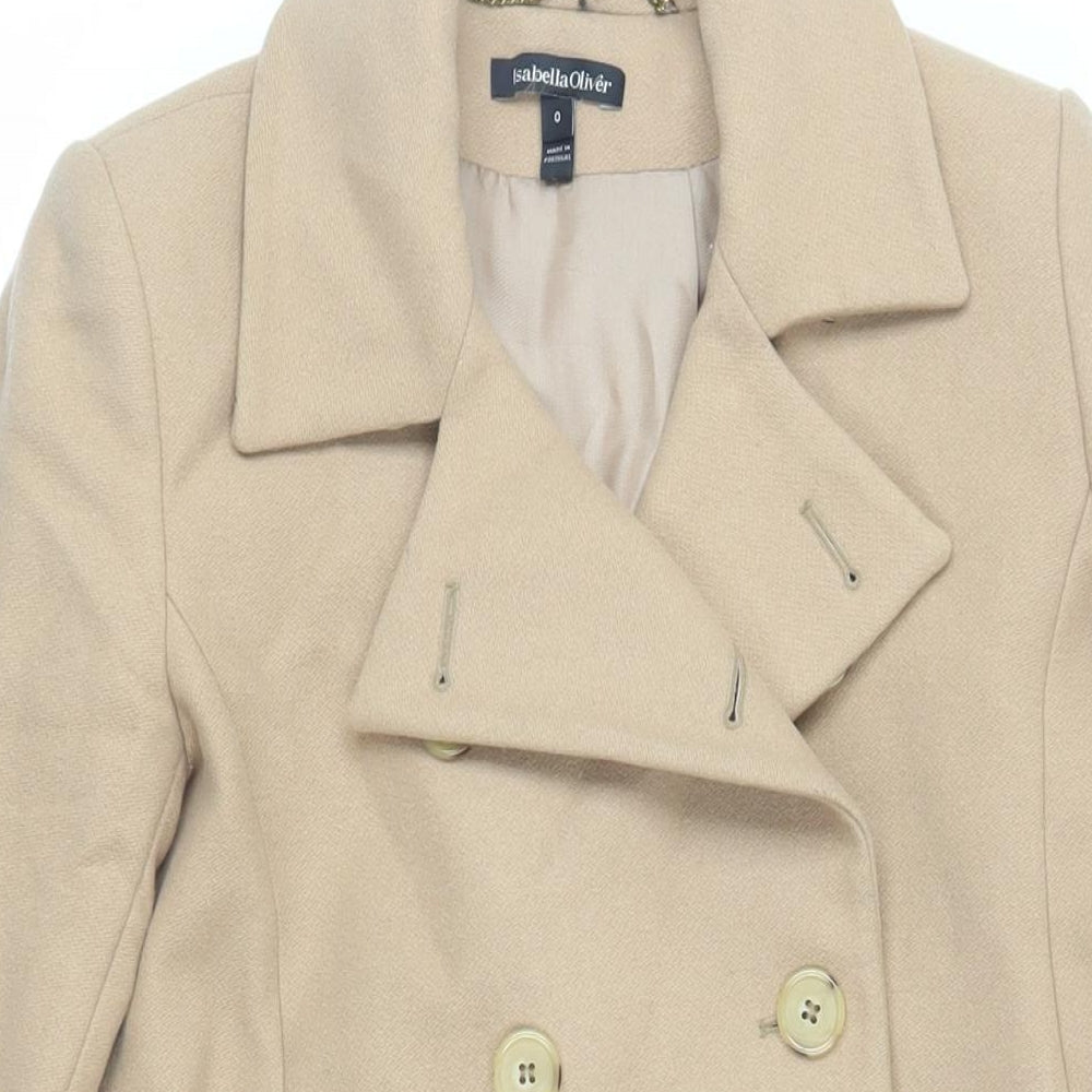 Isabella Oliver Womens Beige Pea Coat Coat Size S Button