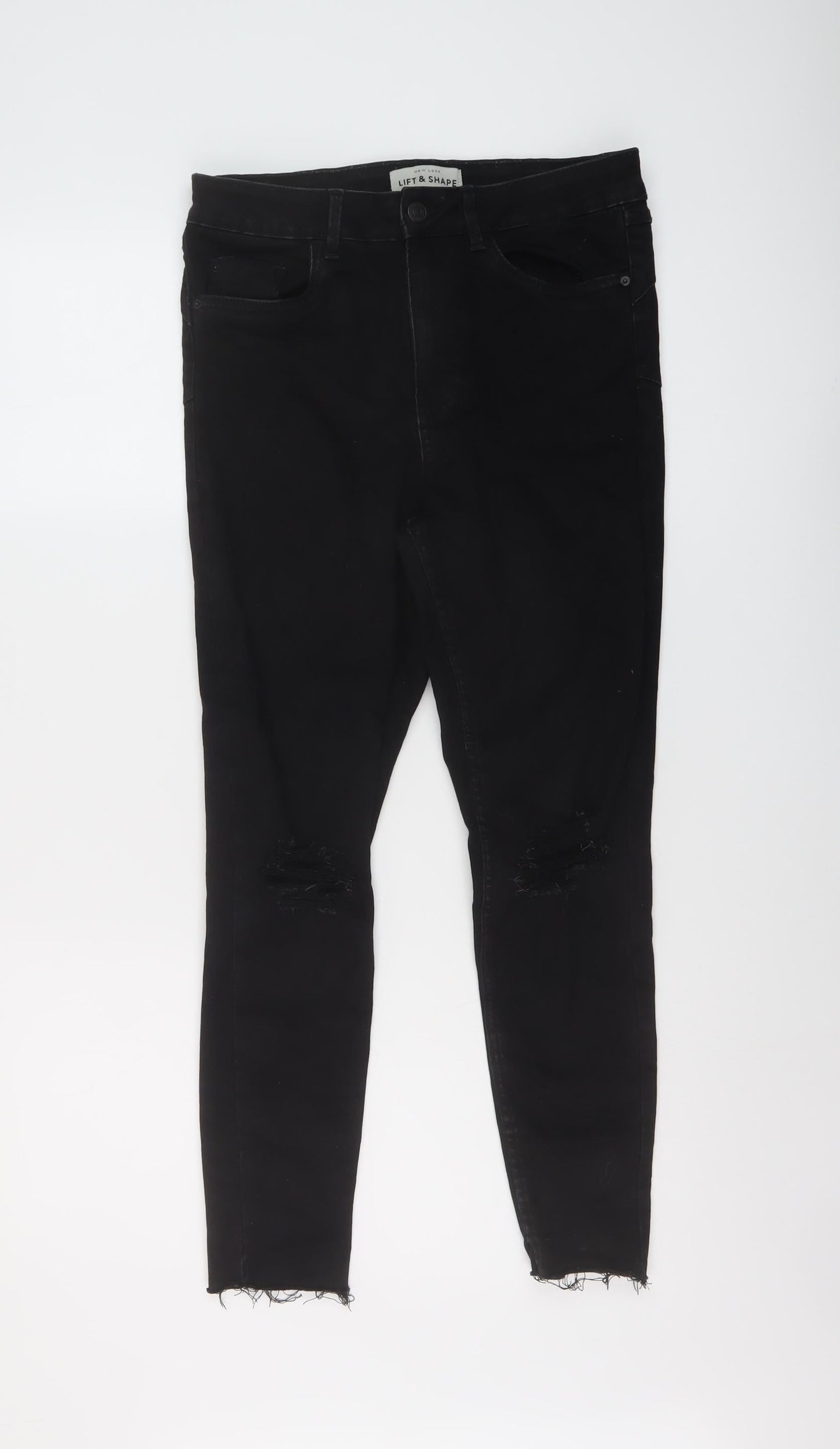 New Look Womens Black Cotton Skinny Jeans Size 10 L25 in Regular Button