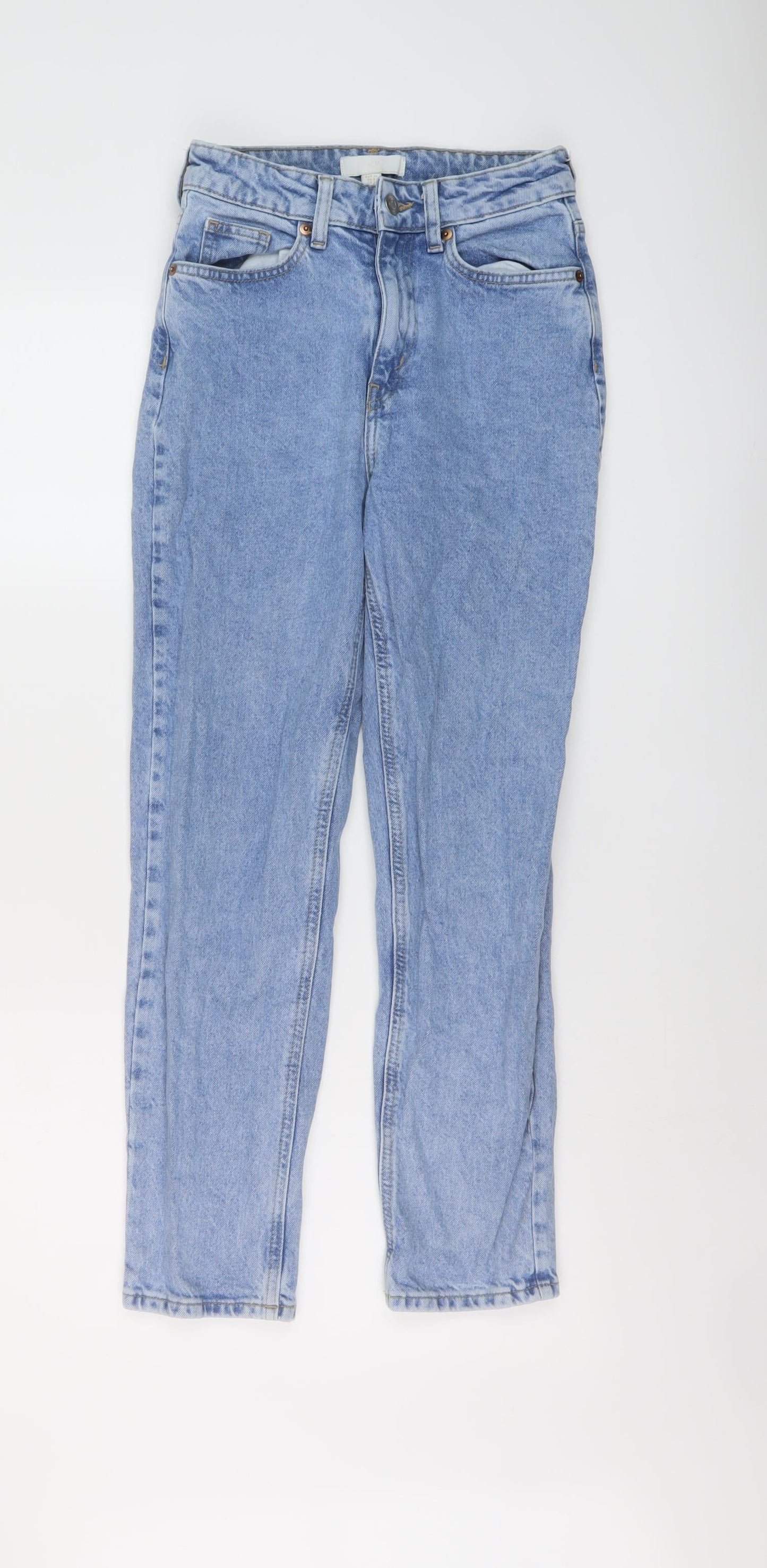 H&M Womens Blue Cotton Skinny Jeans Size 6 L26 in Regular Button