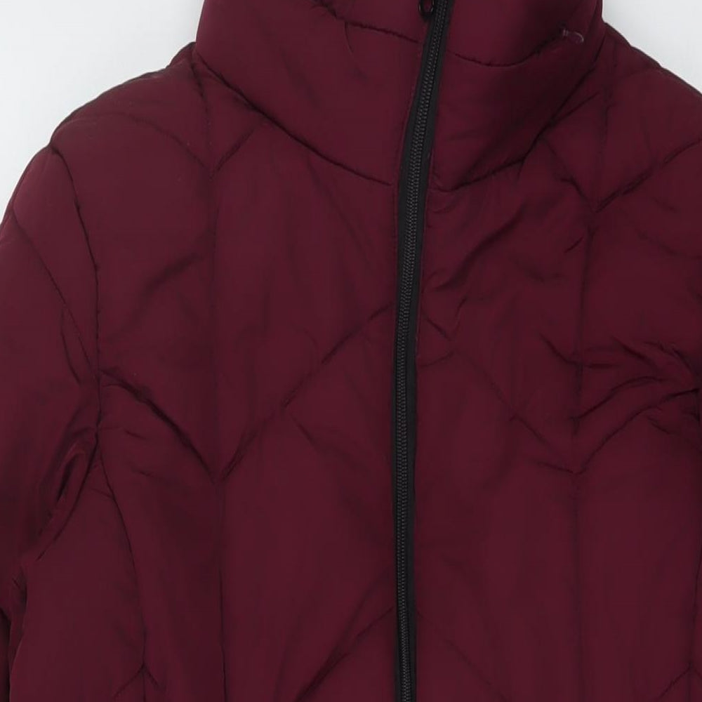 Marks and Spencer Womens Purple Quilted Coat Size 10 Zip