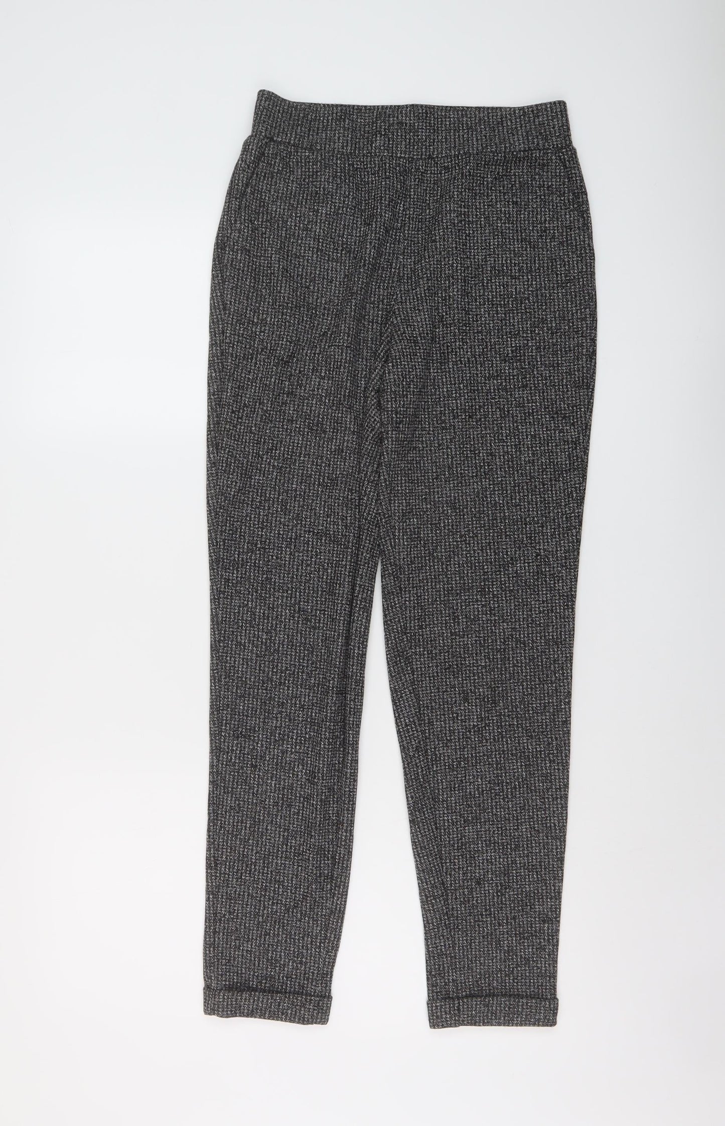 Mango Womens Black Polyester Trousers Size S L27 in Regular