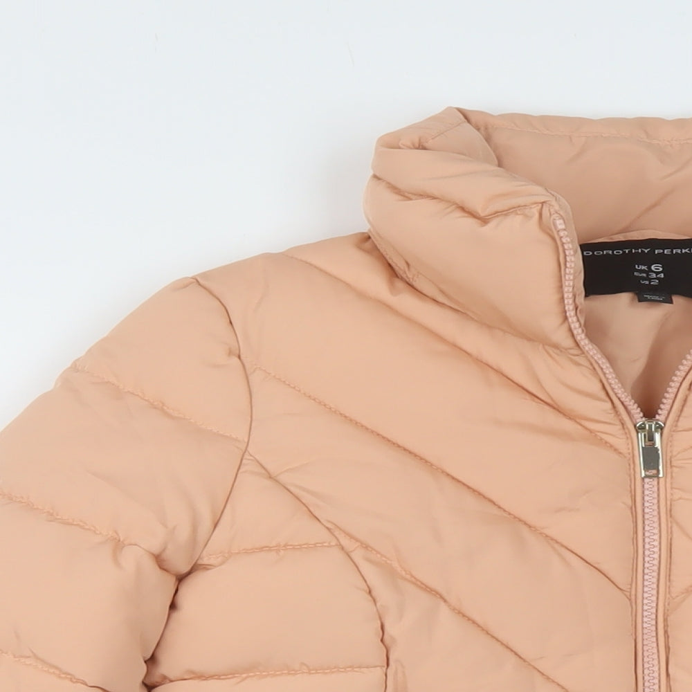 Dorothy Perkins Womens Pink Puffer Jacket Coat Size 6 Zip
