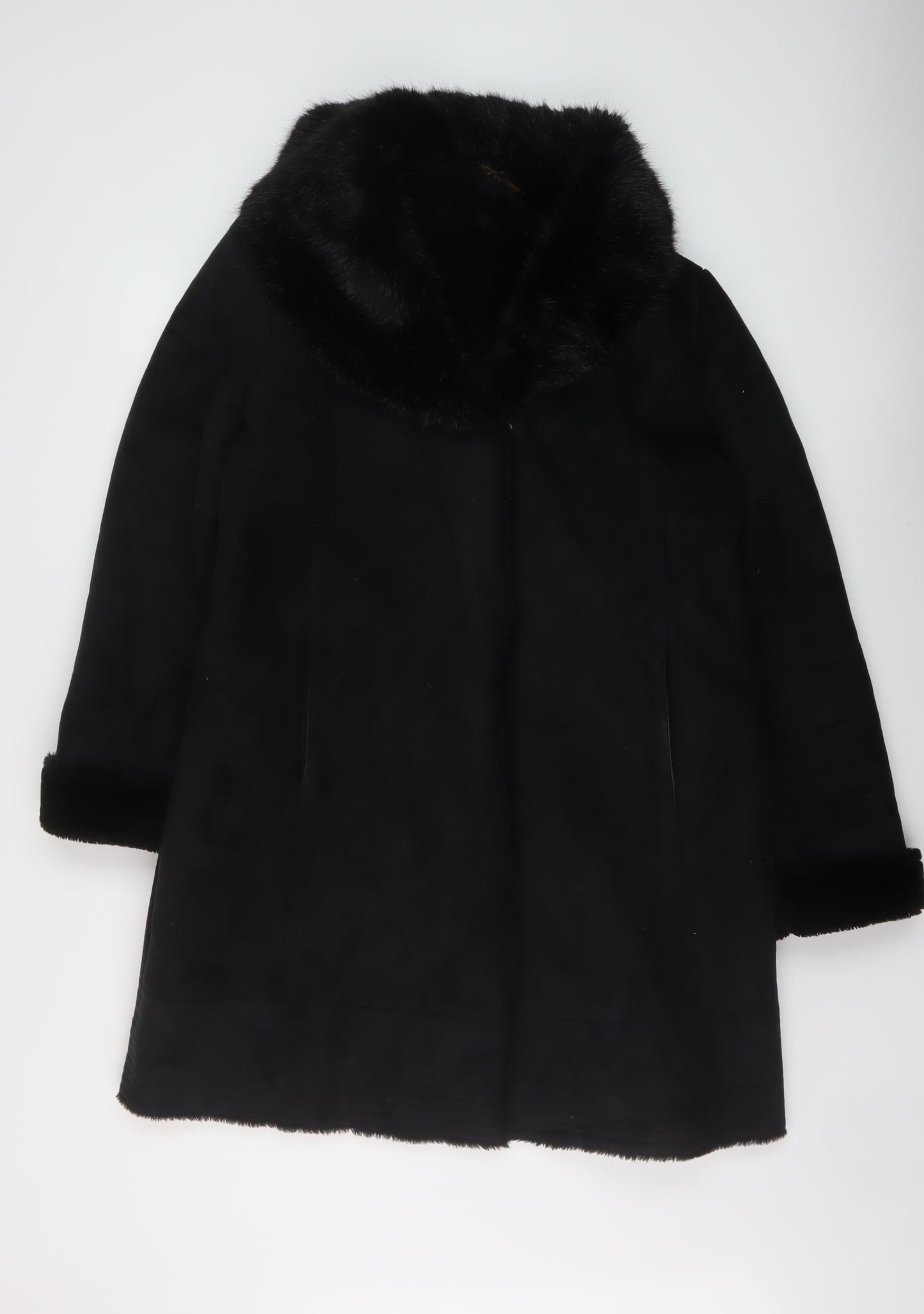 Jaegere Womens Black Overcoat Coat Size 16 Snap