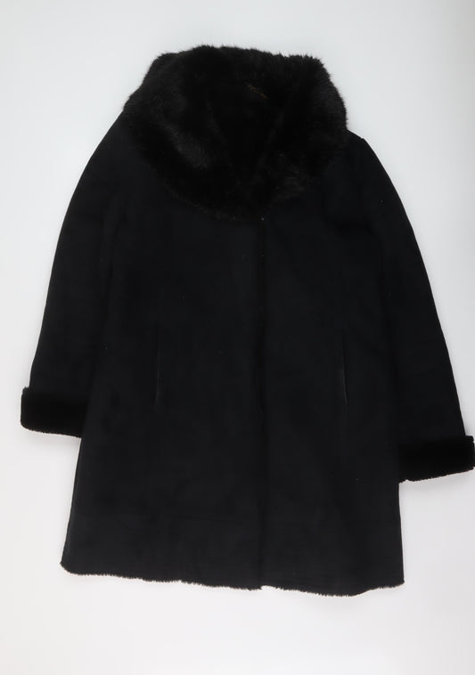 Jaegere Womens Black Overcoat Coat Size 16 Snap