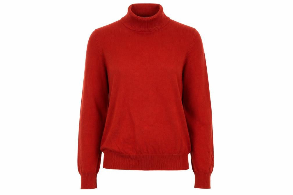 Marks and Spencer Womens Red Mock Neck Acrylic Pullover Jumper Size 12