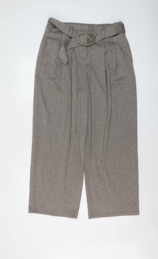 VILA Womens Beige Herringbone Polyester Trousers Size 30 in L27 in Regular Button