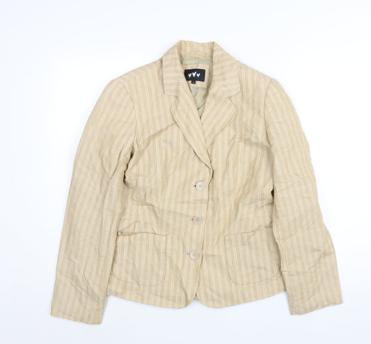Per Una Womens Beige Striped Jacket Blazer Size 12 Button