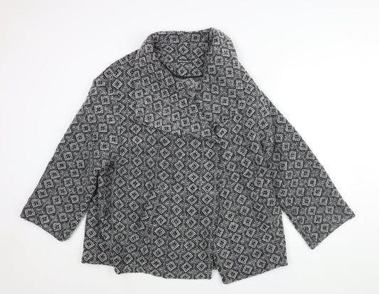 Bonmarché Womens Grey Geometric Overcoat Coat Size 22 Snap