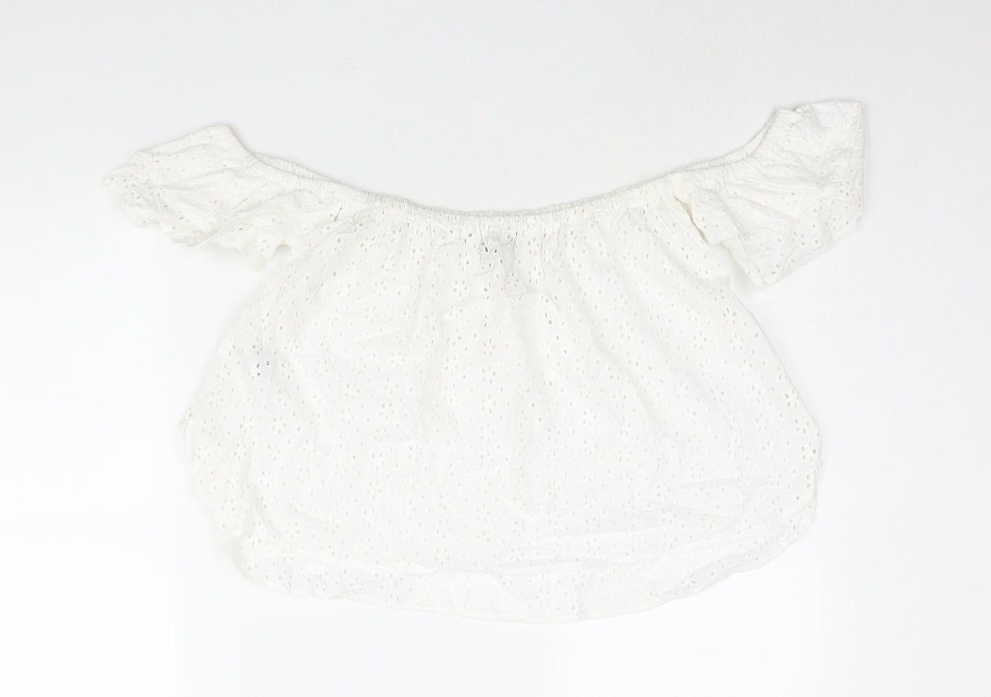 ASOS Womens White Cotton Basic Blouse Size 10 Off the Shoulder