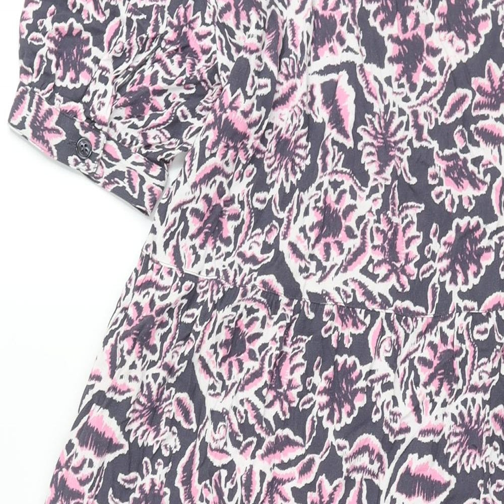 Marks and Spencer Womens Multicoloured Geometric Viscose Shift Size 8 Round Neck Button