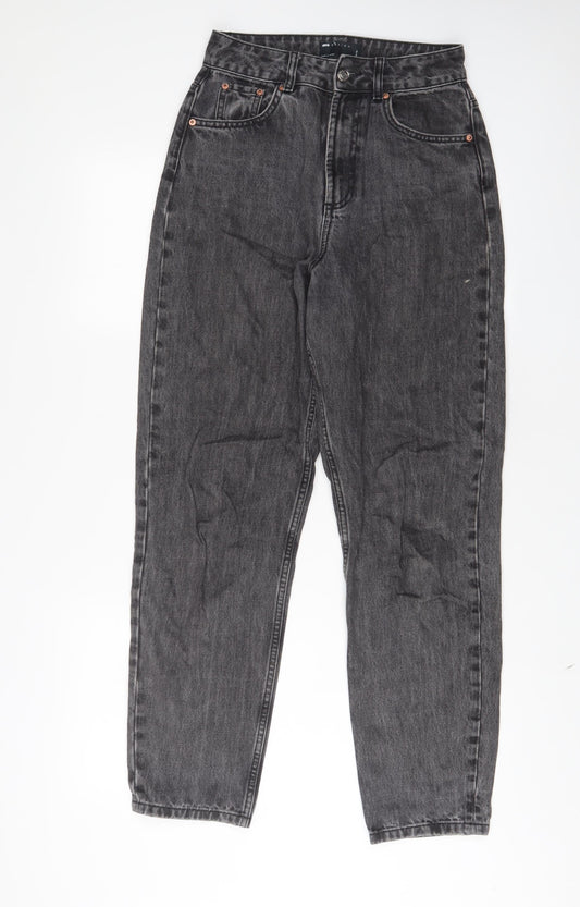 ASOS Womens Grey Cotton Mom Jeans Size 25 in L30 in Regular Zip