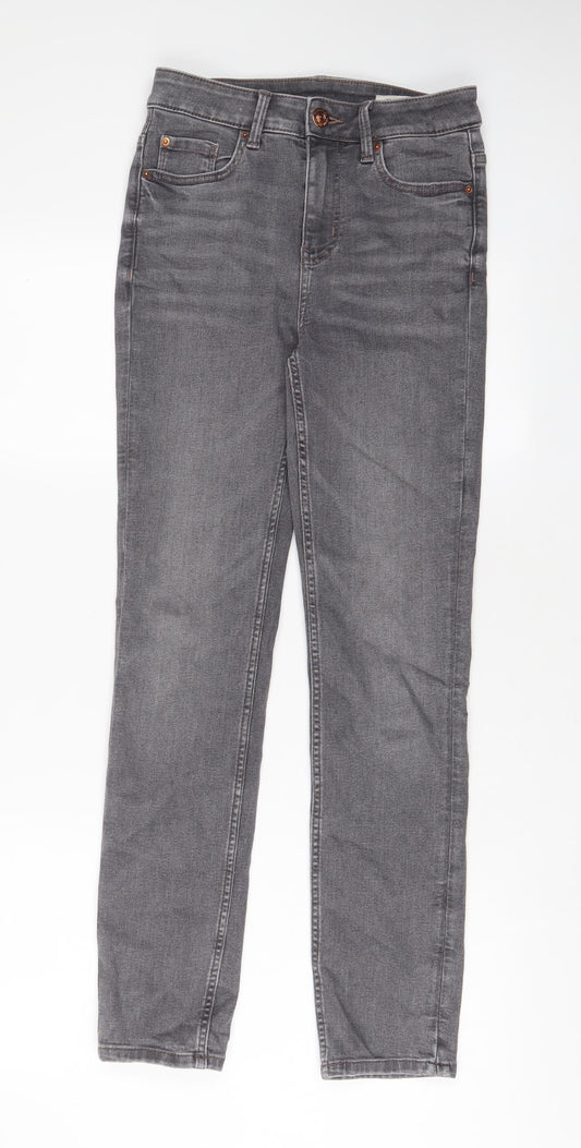 Marks and Spencer Womens Red Cotton Straight Jeans Size 8 L29 in Slim Zip