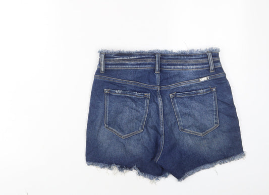 Kancan Womens Blue Cotton Basic Shorts Size 28 in L3 in Regular Zip