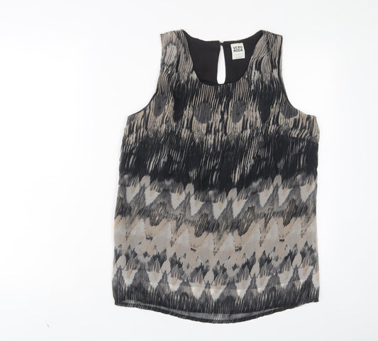 VERO MODA Womens Multicoloured Geometric Polyester Basic Tank Size S Scoop Neck
