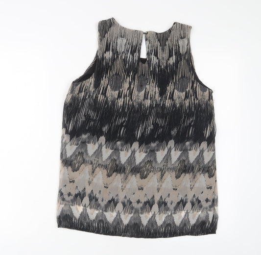 VERO MODA Womens Multicoloured Geometric Polyester Basic Tank Size S Scoop Neck