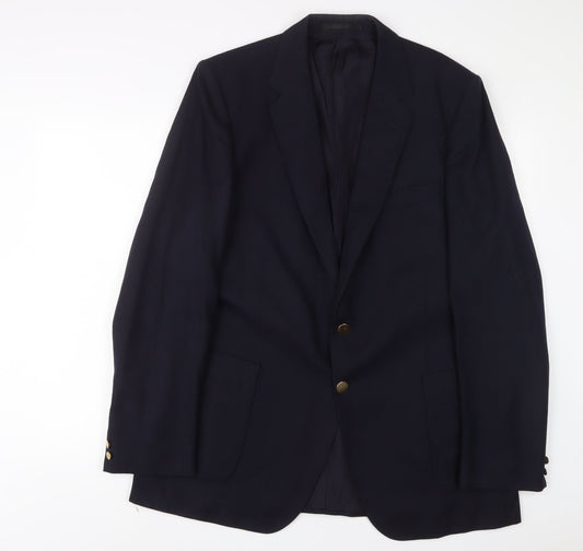 St Michael Mens Blue Wool Jacket Suit Jacket Size 44 Regular - Inside Pockets
