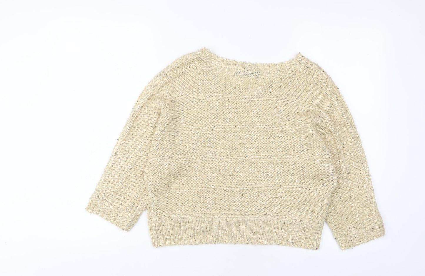 Select Womens Gold Boat Neck Acrylic Pullover Jumper Size 16 - Sequins