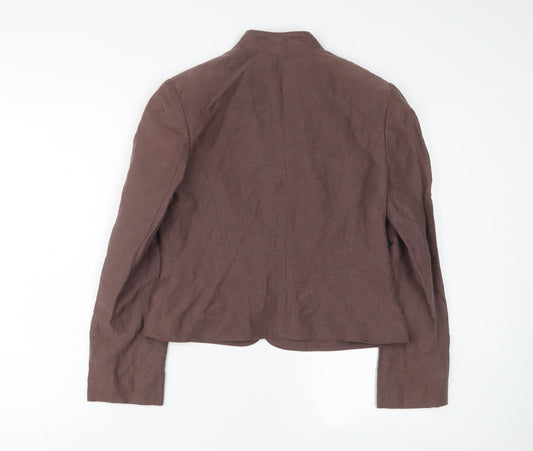 Monsoon Womens Brown Jacket Size 12 Hook & Eye - Embroidered