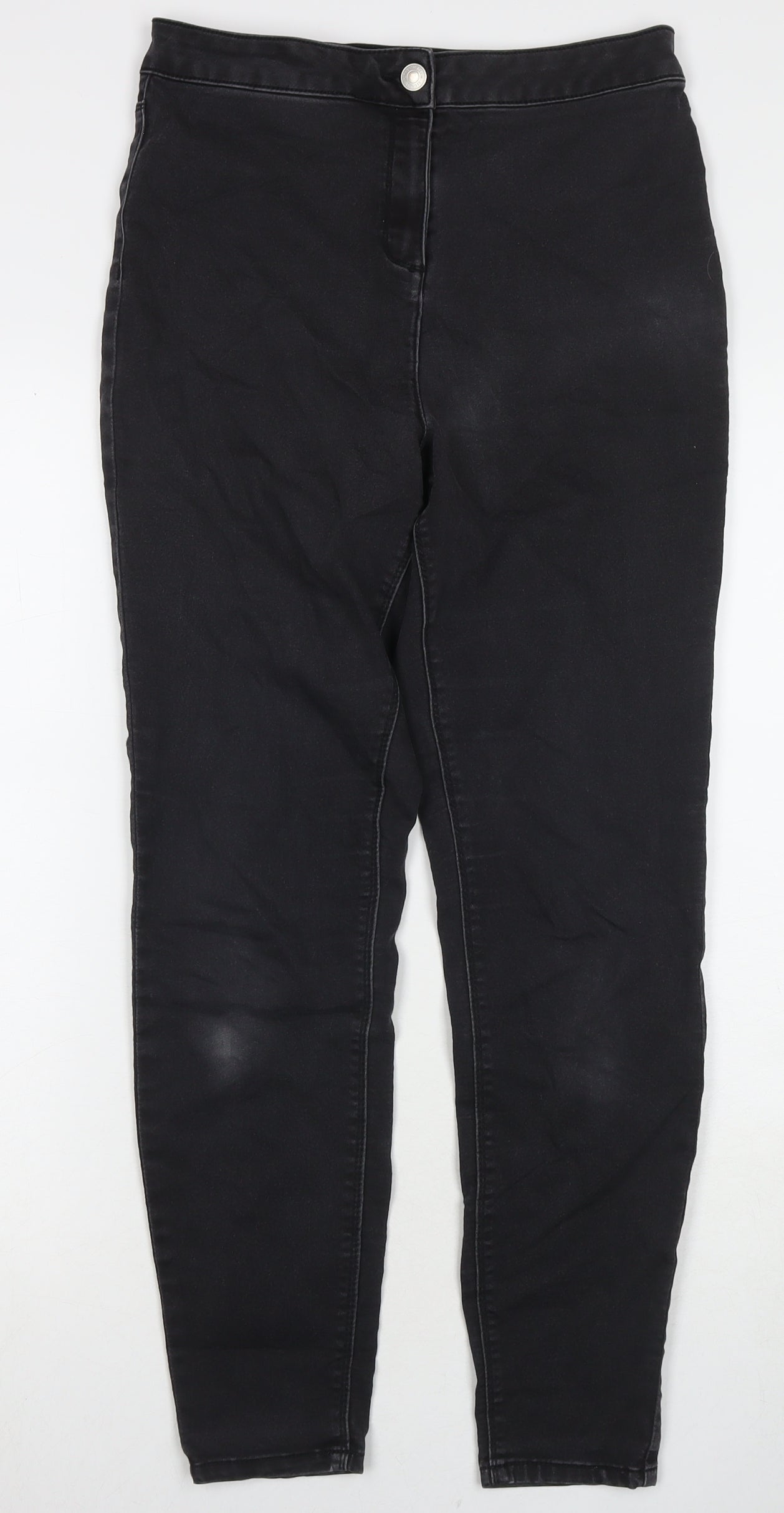 Papaya Womens Black Cotton Skinny Jeans Size 12 L27 in Regular Zip