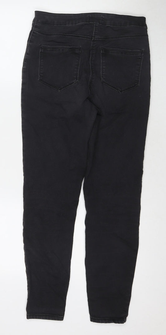 Papaya Womens Black Cotton Skinny Jeans Size 12 L27 in Regular Zip