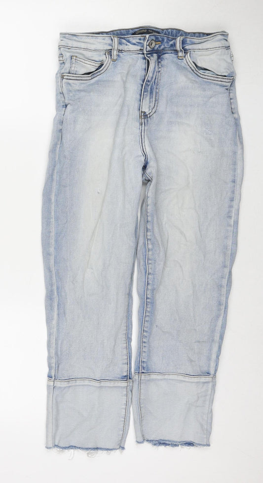 Toxik3 Womens Blue Cotton Cropped Jeans Size 10 L23 in Regular Zip
