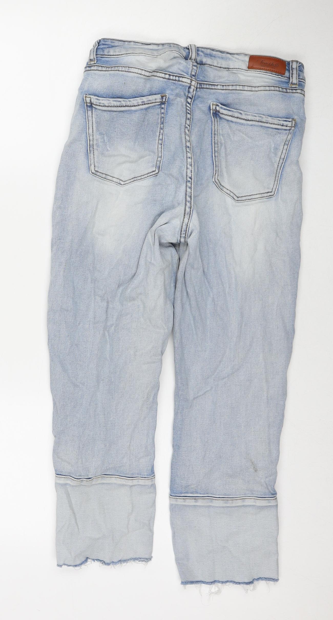 Toxik3 Womens Blue Cotton Cropped Jeans Size 10 L23 in Regular Zip