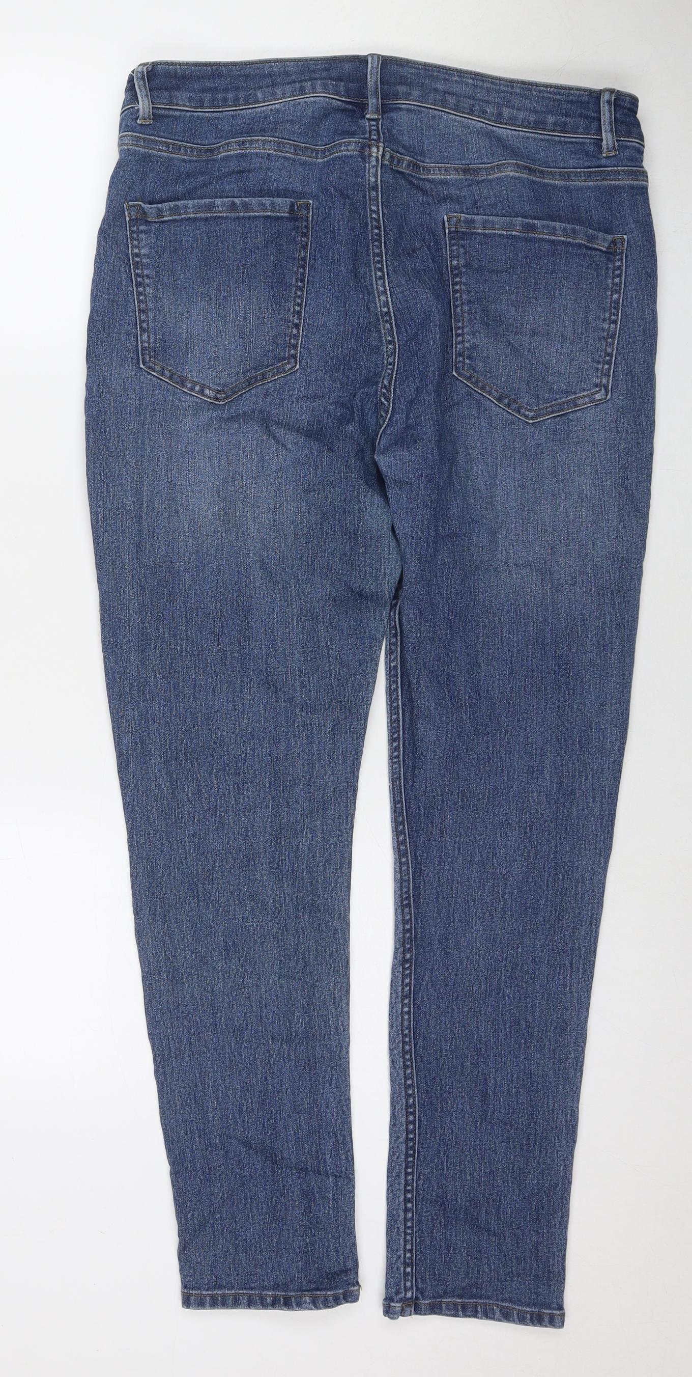 Corporatewear Womens Blue Cotton Skinny Jeans Size 34 in L28 in Regular Zip