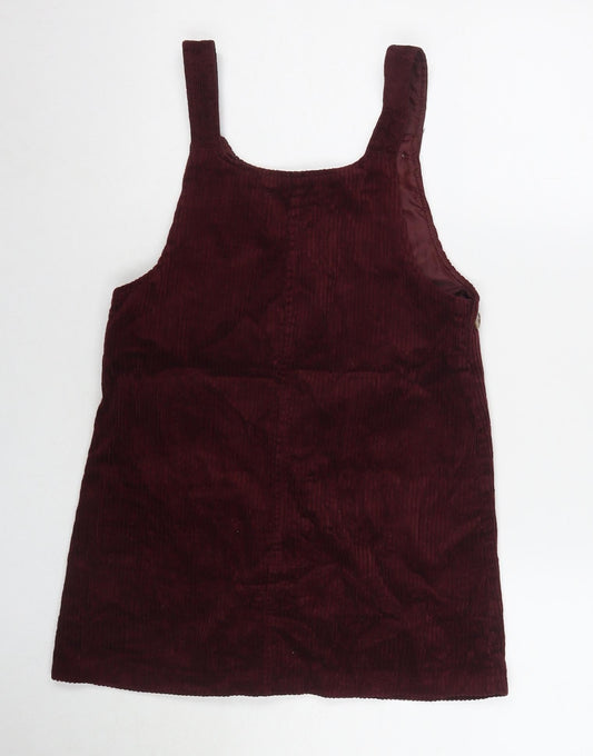 Nutmeg Girls Red Cotton Tank Dress Size 10-11 Years Round Neck Button